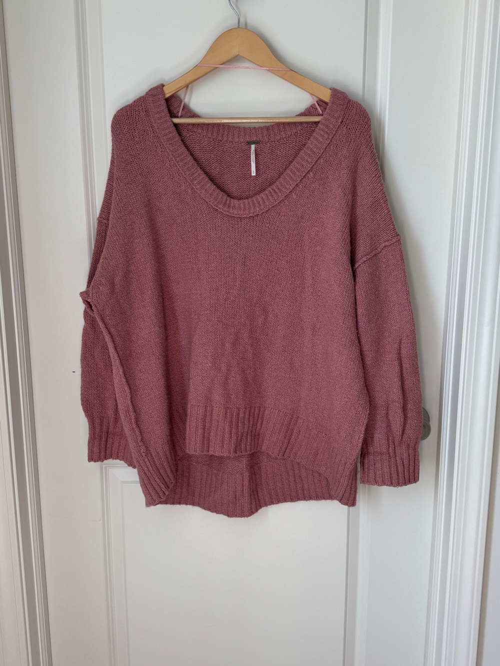 Free People Oversized Scoop Neck Sweater in Dusty Mauve
